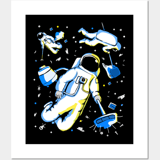 Astronaut Space Junk Satellite Gift Wall Art by Shirtglueck